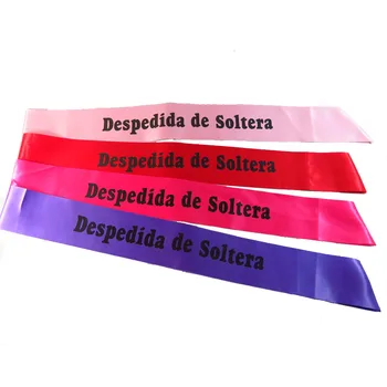 

Despedida de soltera sash spanish happy birthday sash Bulgarian language black letters red purple hot pink blue satin ribbon