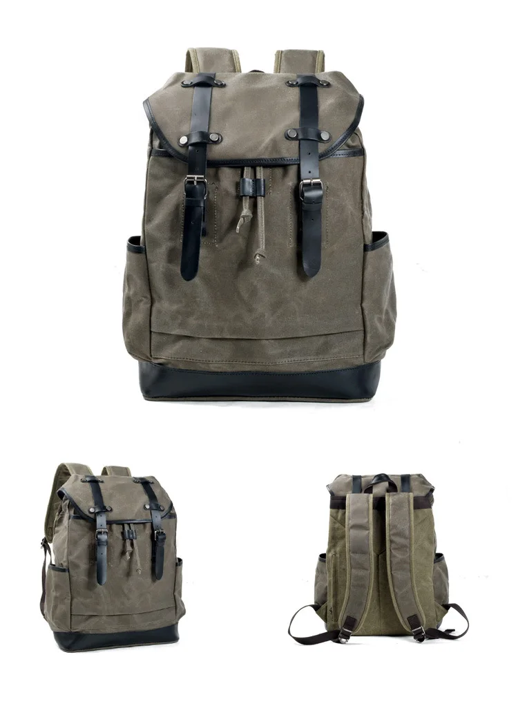 FARBDISPLAY ARMY GREEN von Woosir Outdoor-Reiserucksack aus Segeltuch mit großem Fassungsvermögen