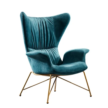 

Light Luxury Single Sofa Chair Nordic Living Room Iron Living Room Bedroom Fabric High Back Single Chair Creative Leisure Chair
