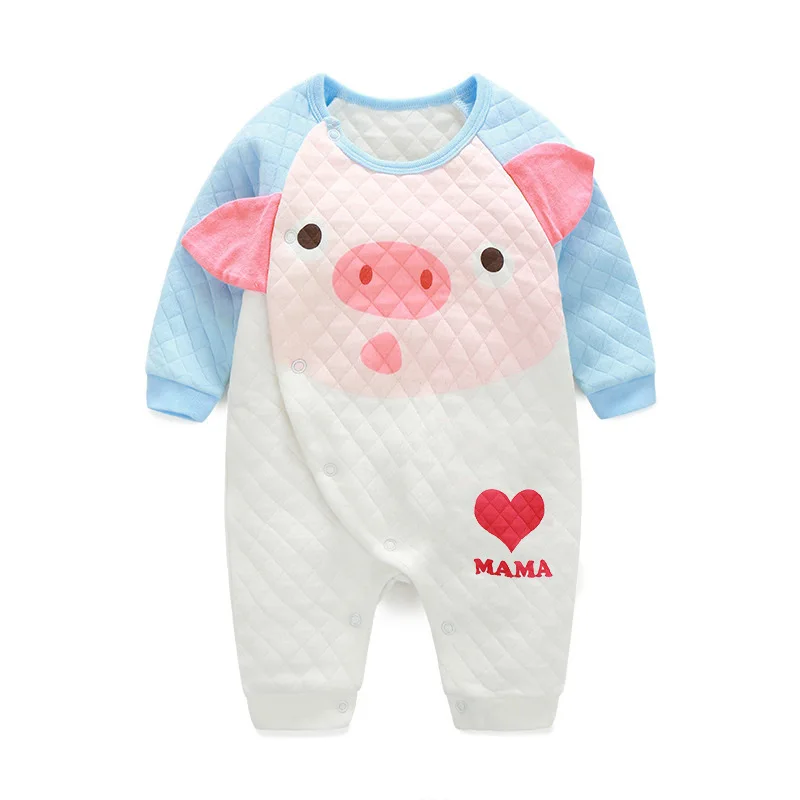 

Autumn Three Layer Padded Warm Onesie Long Sleeve Crawling Clothes 0-1-Year-Old Primary Infant Men And Women Baby Pajamas Ha Fas