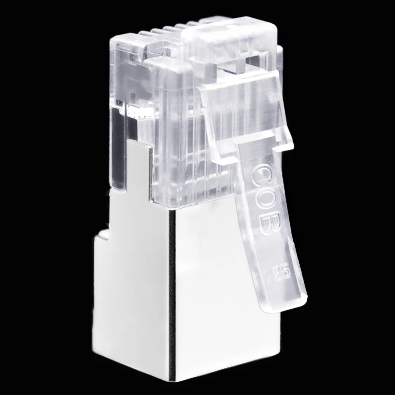 Linha Telefone Conector com Cabeça de Cristal Modular Plug Shield Cobre Shell Corpo Longo Ftp Núcleo Rj11 Rj12 6p6c 50 Pcs - Imagem 2