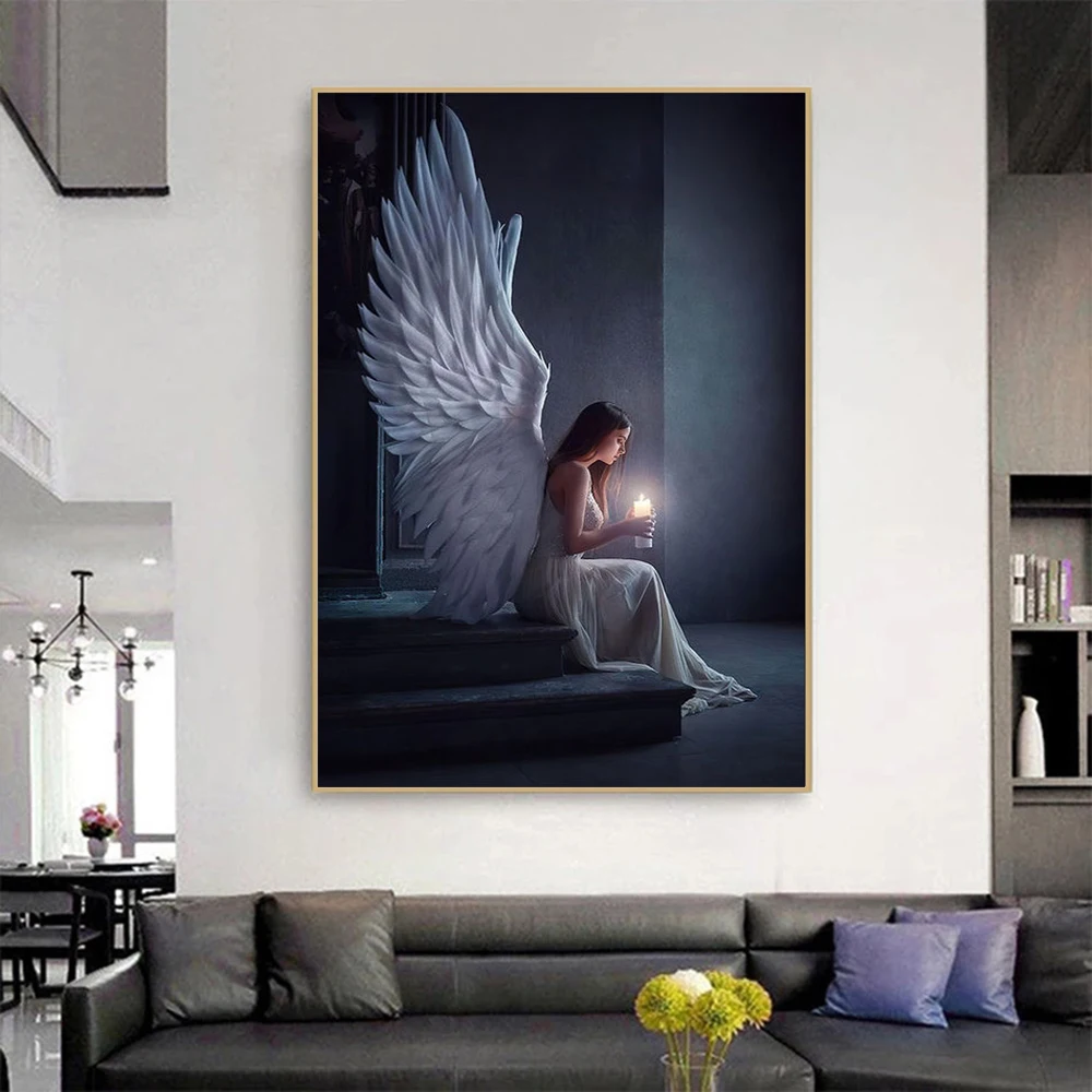 

Angel Girl Pray Painting Art Canvas Painting Posters and Prints Wall Art Picture for Living Room Decor Home Decoration Paintings