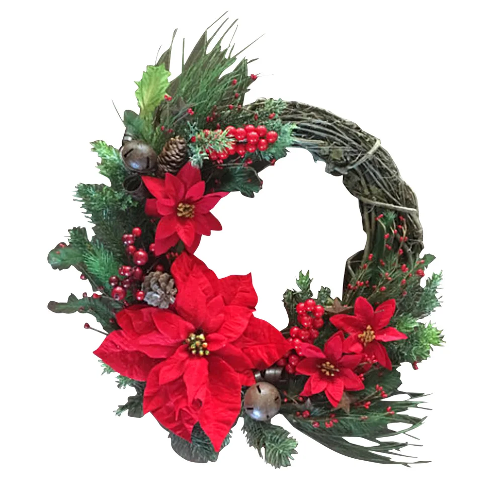 

Christmas Wreath Artificial Garland Cotton Wall Door Hanging Rattan Ring Wedding Layout Venue Home Xmas Tree Hanging Decoration