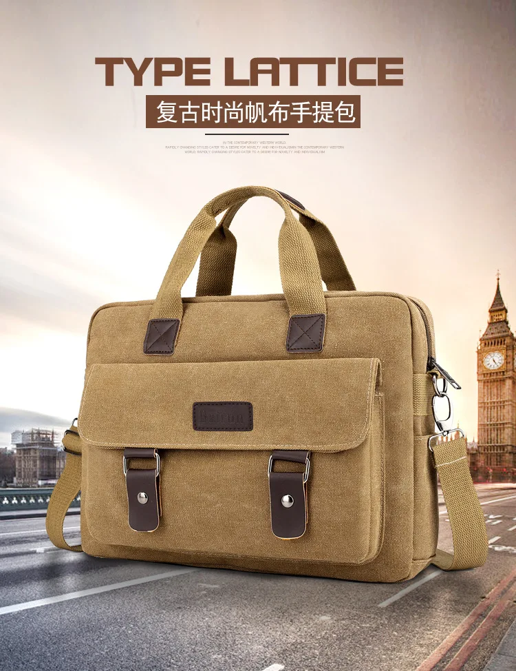 Роскошный холст, деловой мужской портфель, Мужская модная сумка на плечо, мужская сумка-мессенджер, повседневная сумка для мальчика, 13 дюймов