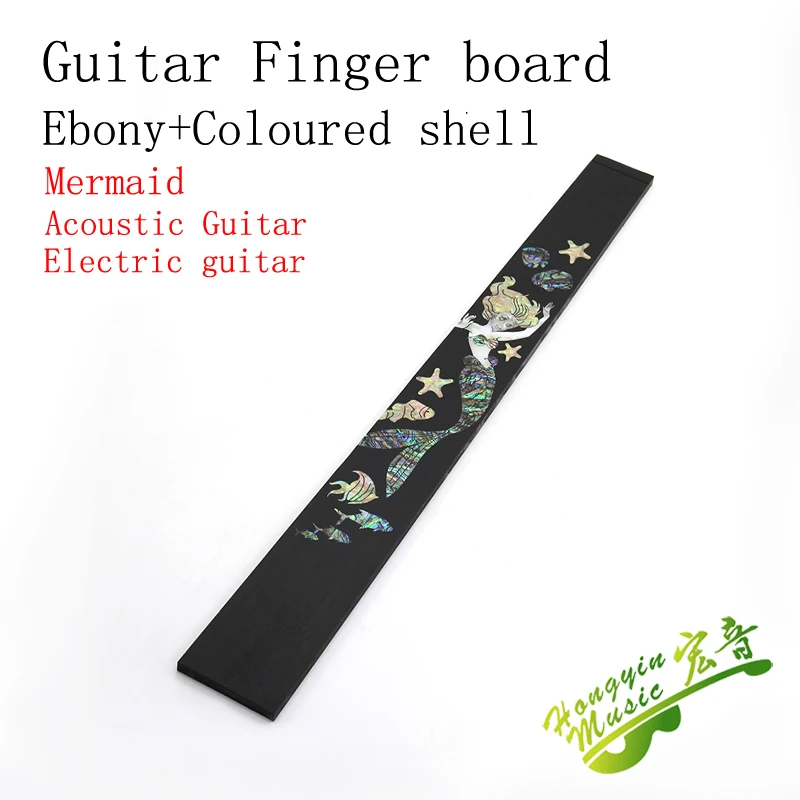 

Ebony Wood Mermaid Color Shell Mosaic Finger board Guitar Fingerboard Guitar Making Wood Material