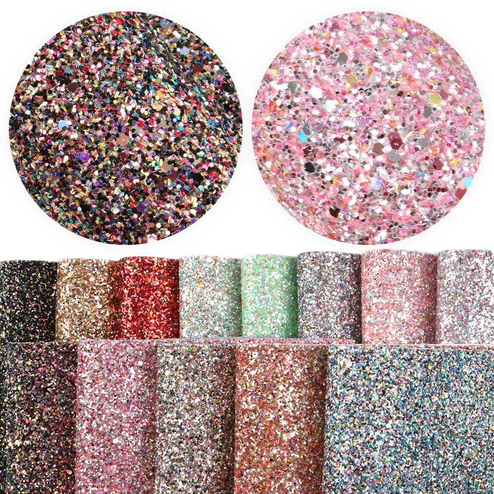 David accessories 20*34cm Chunky Glitter Sequins Synthetic Leather Fabrics for Patchwork for Bow DIY Handmade Materials,1Yc8248