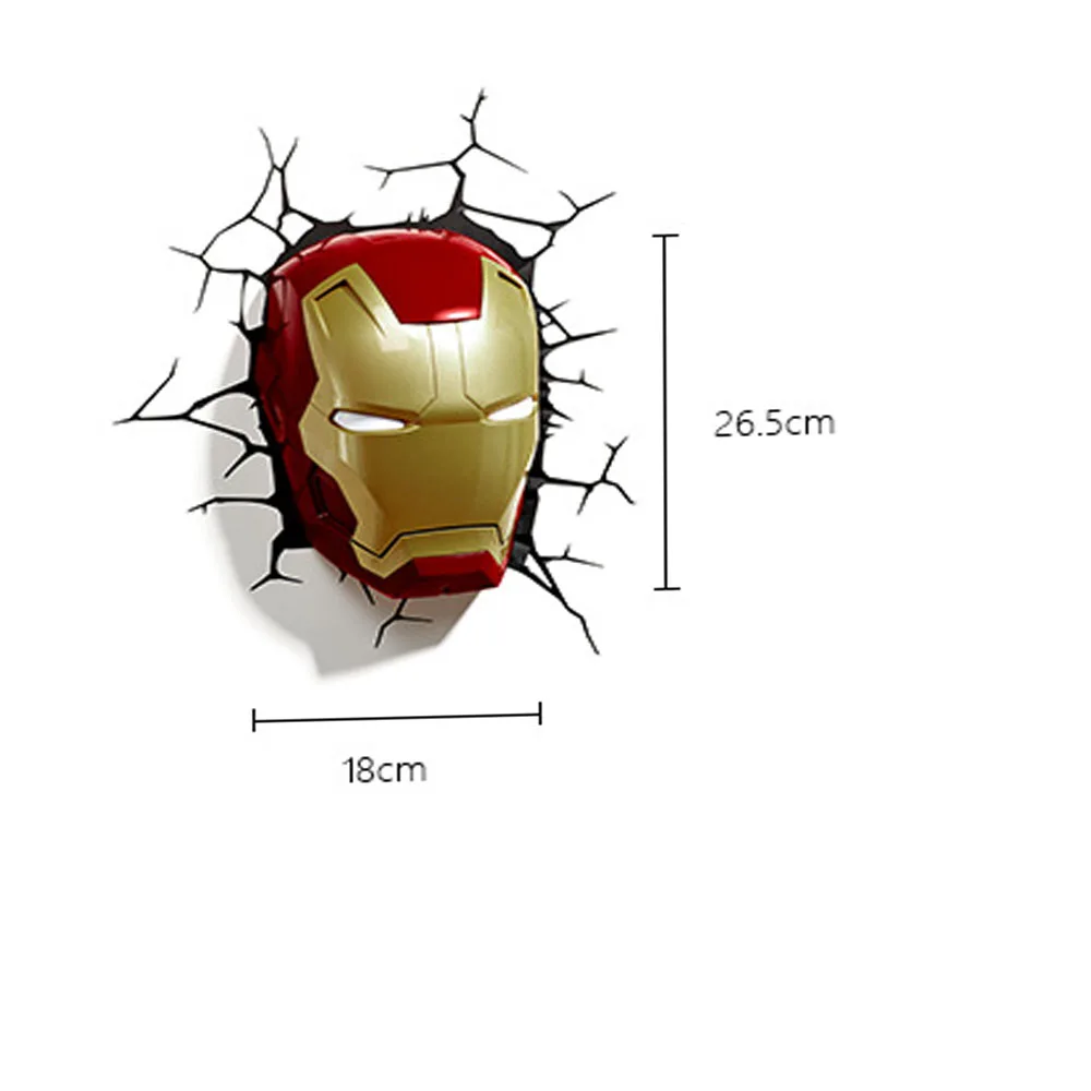 Мультяшная фигурка Marvel, настенный светильник, Рождественский подарок на день рождения, светильник, Железный человек, Человек-паук, Халк, Капитан Америка, герой, детский ночной Светильник