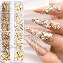 

1 Box Glass Nails Accesorios Mixed Style SS04-SS16 Nail Art Decoration Charms Rhinestones Nail Supplies Manicure Decor Set