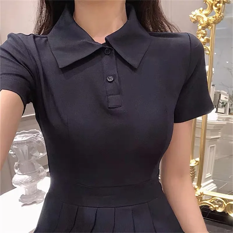 Girls Tennis Dress Sweet Girl Temperament Slim Dress Female New Short-sleeved Waist A Short Tennis Outdoor Sports Ess