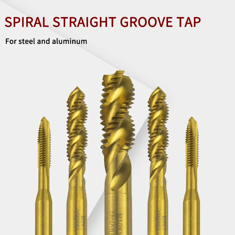 

M2/M3/M4/M5/M6/M 8/M10/M12 Hand Tools Titanium coati Spiral Point Tap Straight Flute Metric Machine Screw Taps Thread Machine