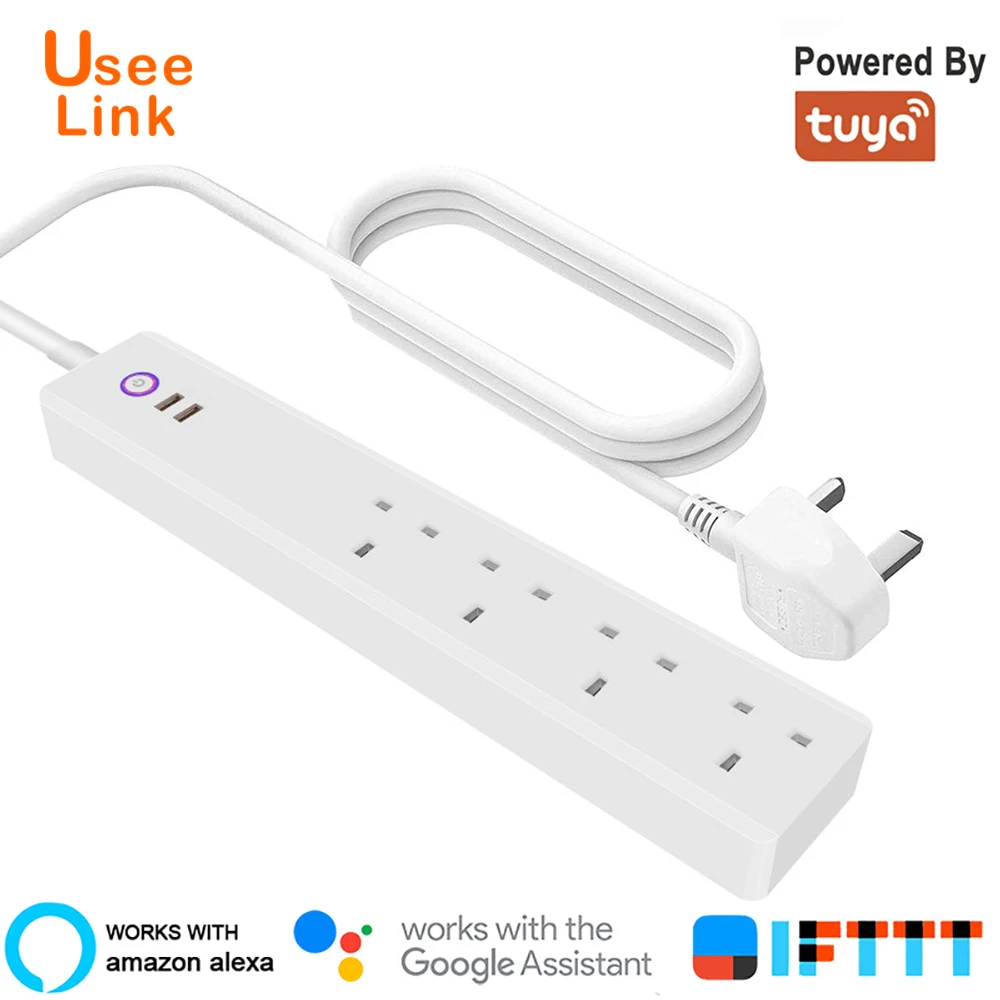 Smart power Strip, UseeLink WiFi power Bar несколько удлинитель для розетки с 2 USB и 4 индивидуальным управлением вилки переменного тока Tuya