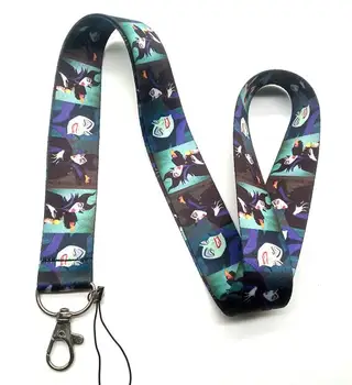 

10 pcs cartoon Maleficent Villain Neck Strap Lanyards Badge Holder Rope Pendant Key Chain Accessories