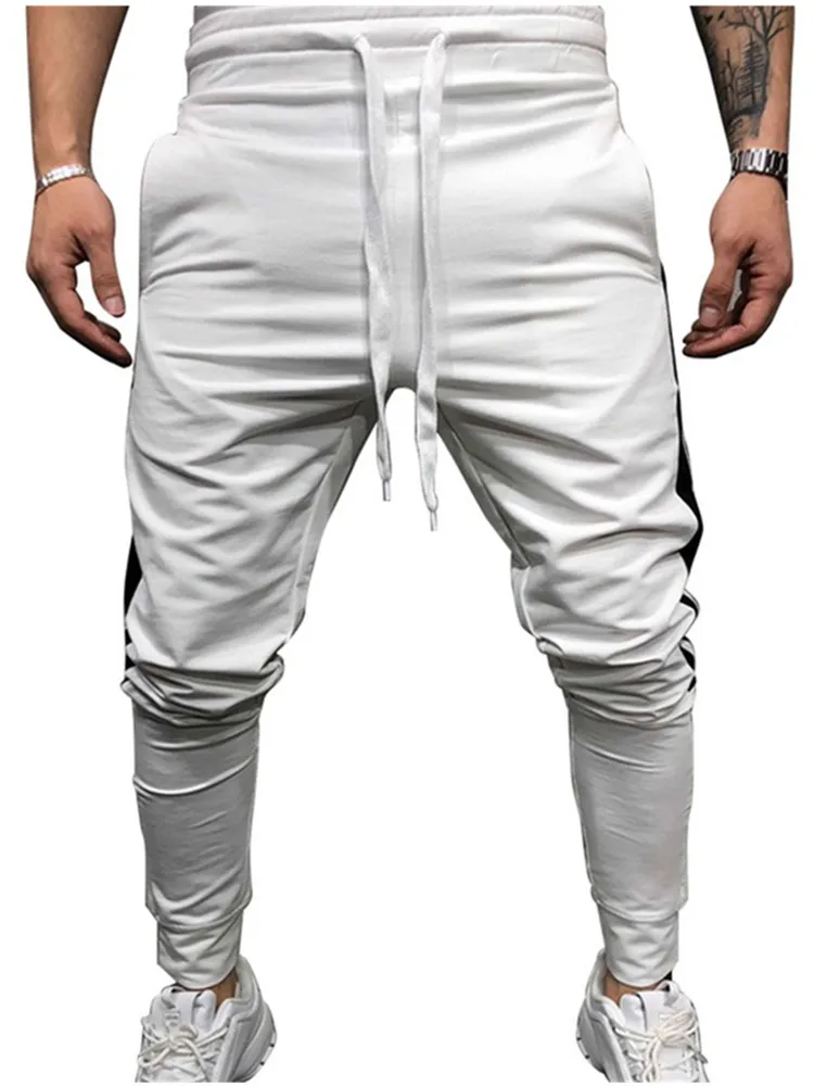 Men Track Pants NEW Fashion Hip Hop Fitness Streetwear Trousers Striped Drawstring Joggers Sweatpants Pantalon Homme