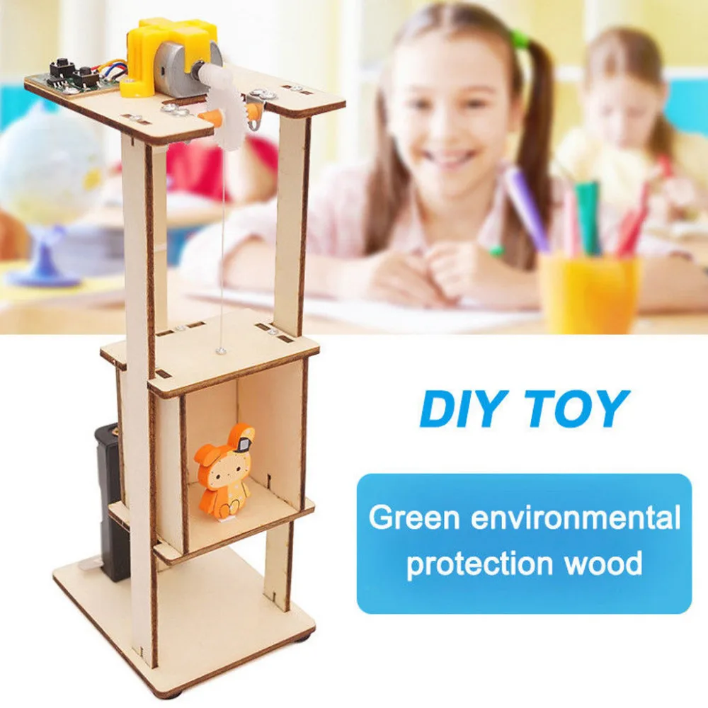Горячая Сборка DIY Электрический подъемник дети научный эксперимент обучающая игрушка Обучающие подарки набор инструмент Лифт собрать B4
