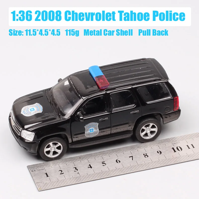 1/36 весы Welly GM 2008 Chevrolet Tahoe Yukon автомобиль полицейский внедорожник оттягивающийся Diecasts& игрушечный Транспорт модель миниатюры подарок для детей - Цвет: 2008 Tahoe black