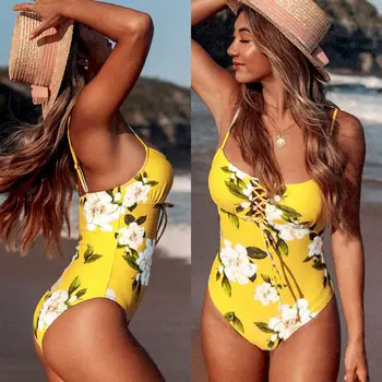 

Women Padded Bikini Swimming Costume Floral One Piece Swimsuit Monokini Swimwear