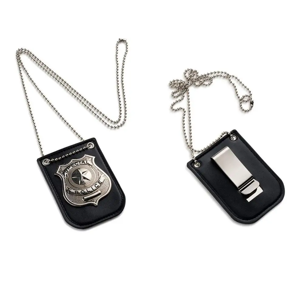 Dress Up Occupation Pretend Play America Police Special Agent Officer Badges Card ID Cards Holder With Chain And Belt Clip 6