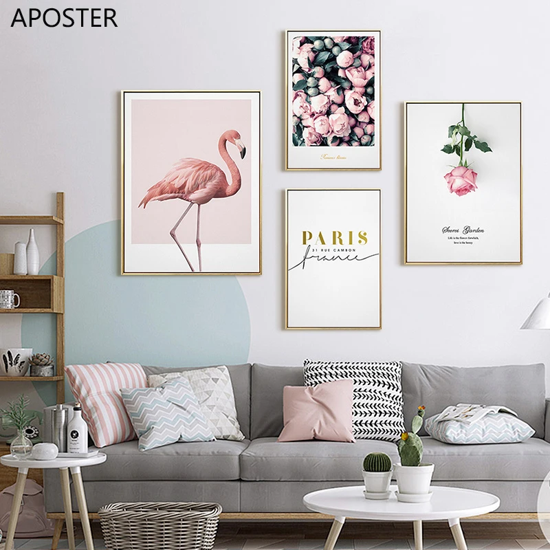 

Nordic Canvas Painting Decor Elegant Peony Rose Flower Phrase Poster And Print Wall Art Picture For Living Room Home Decoration