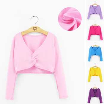 

New Girls Dance Bolero Kids Cotton Long Sleeves Ballet Top Short Jacket Children Clothing