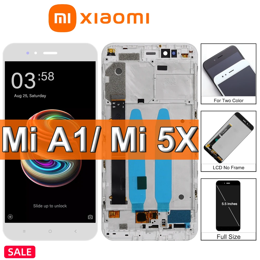 5.5&quot Original Xiaomi Mi A1 LCD Display+Touch Screen Digitizer Assembly For MiA1 5X Mi5X MDG2 MDI2 Display With Frame | Мобильные
