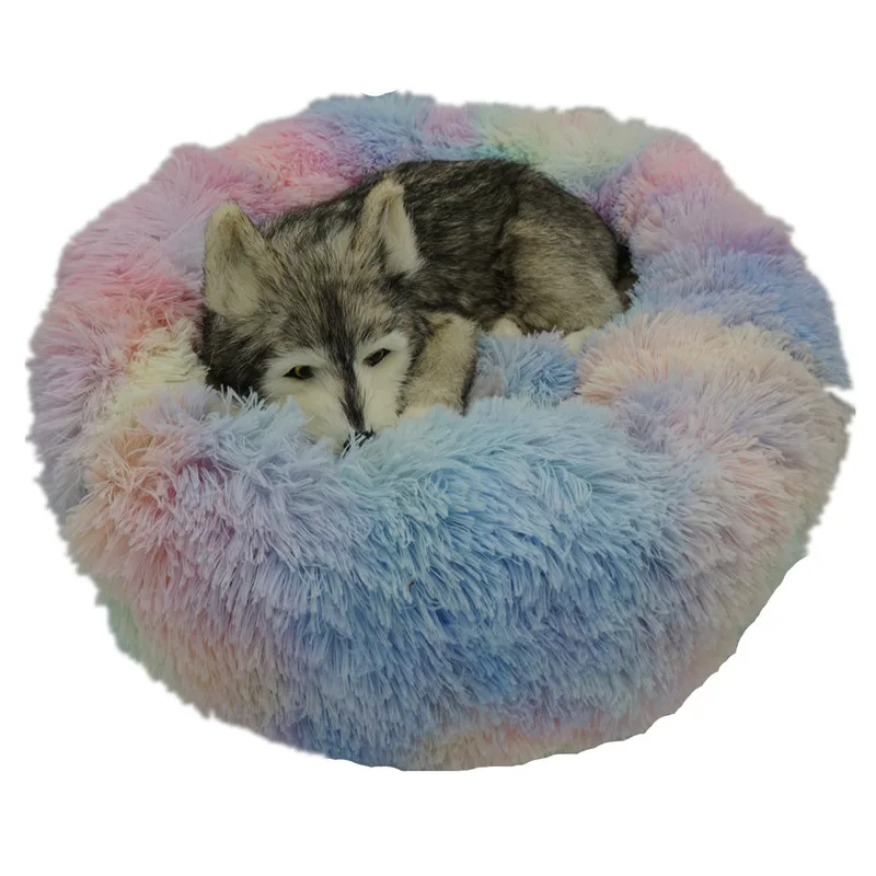 

Round Plush Cat Bed For Cats House Pet Bed for Cat Bed basket Animals products sofa Long Dog Bed Cushion Mat For Pets Petshop