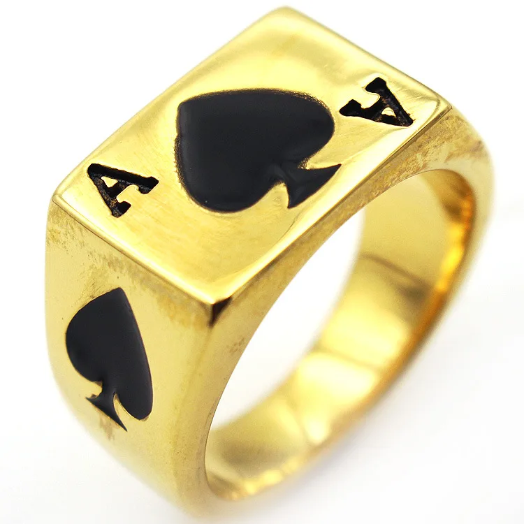 Aroutty мужские кольца в стиле панк 6-13 # золотистый цвет черный Ace Of Spades кольцо из