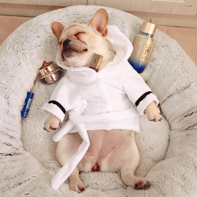 

DUOMASUMI Bathrobe Style Dog clothes French Bulldog Pugs Fall Winter Warm Puppy Costume Small Medium Dog Outfits Dog Hoodie