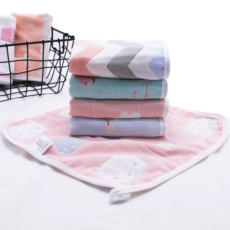 Pure Cotton 30*30 Six-layer Gauze Kerchief Baby Bibs Feeding Towel Children Face Towel Handkerchief