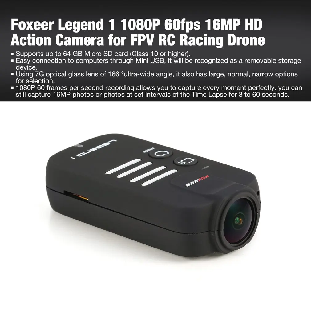 Legend 1 1080P 60fps 16MP 166'FOV широкоугольная HD экшн Спортивная камера NTSC/PAL объектив Карманная камера для FPV RC гоночный Дрон запчасти