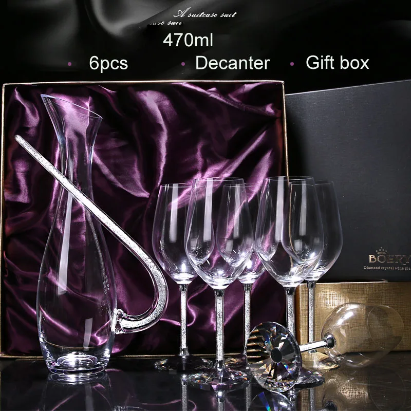 M02 1set 470ml Европейский роскошный хрустальный Алмазный Кубок для шампанского бокал для вина Романтические свадебные бокалы Подарочная коробка вечерние посуда для напитков - Цвет: M02 1set 470ml