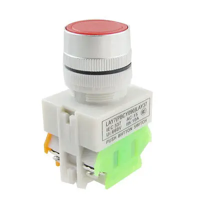 AC 660V 10A красный знак плоская кнопка Мгновенный кнопочный переключатель 22 мм 1 NO 1 NC