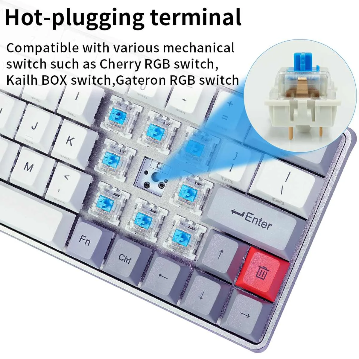 LEORY клавишные колпачки pbt переключатель gateron GK64 корпус из алюминиевого сплава Горячая замена RGB игровая механическая клавиатура для Mac OS Windows