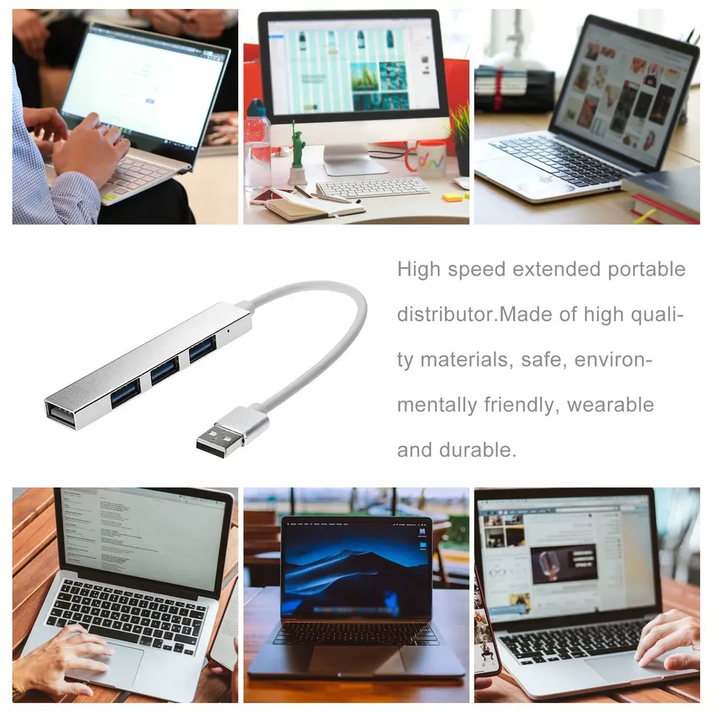 Мульти USB 3,0 концентратор 4 порта Высокоскоростной тонкий компактный расширительный портативный разветвитель для Mac ноутбука ПК мини usb-хаб