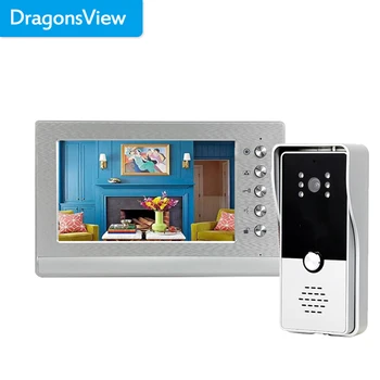 Dragonsview 7 인치 유선 비디오 인터콤 실내 모니터 도어 폰 도어 액세스 제어 시스템 잠금 해제 토크