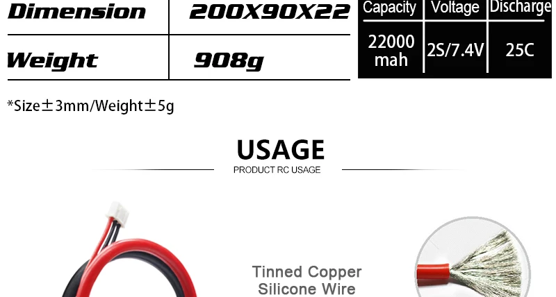 HRB 2S 7.4V 22000mah Lipo Battery, zooxgoxzz Capacity Voltage Discharge 22000 25/7