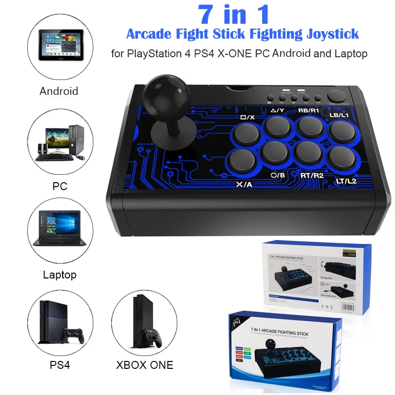 7 IN PS5 USB Wired Arcade Fighting Stick Joystick Metal Base For PS4/ SWITCH/P3/PC/Android Series / XBoxOne(S)/360 Controller AliExpress