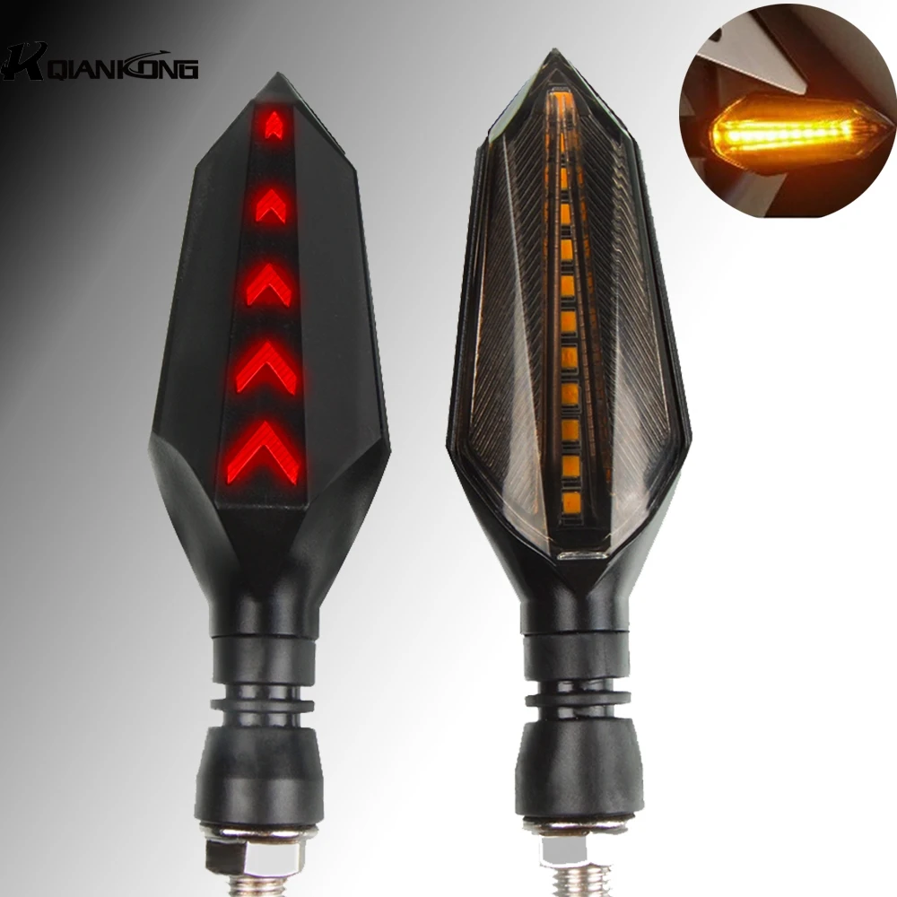 Turn Signals Motorcycle Flowing Water Flashing Led Arrow Blinker Indicator Bendable Signal lights Yellow Tail Brake Light 12 LED |