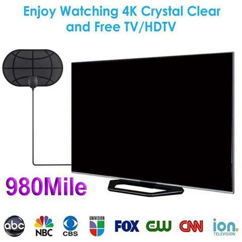 980 Миля Диапазон Антенны 4K цифровой HD ТВ Крытый ТВ антенны HD ТВ радиус серфинга