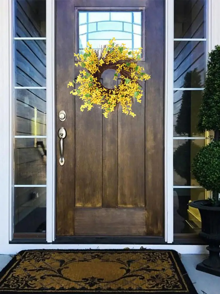 Зимняя гирлянда с жасминовым орнаментом, дверной венок, зимний венок с жасминовым искусственным цветком, весенний летний венок для входной