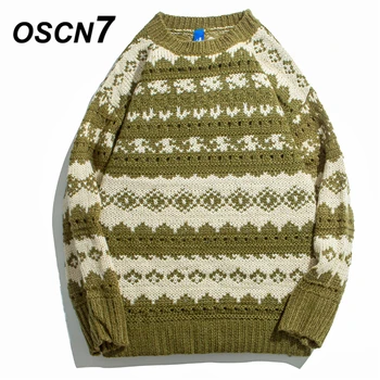 

OSCN7 Funny Oversize Sweaters Men 2020 Winter High Streetwear Fashion Mens Pullovers Round Neck Vintage Sweaters 65010