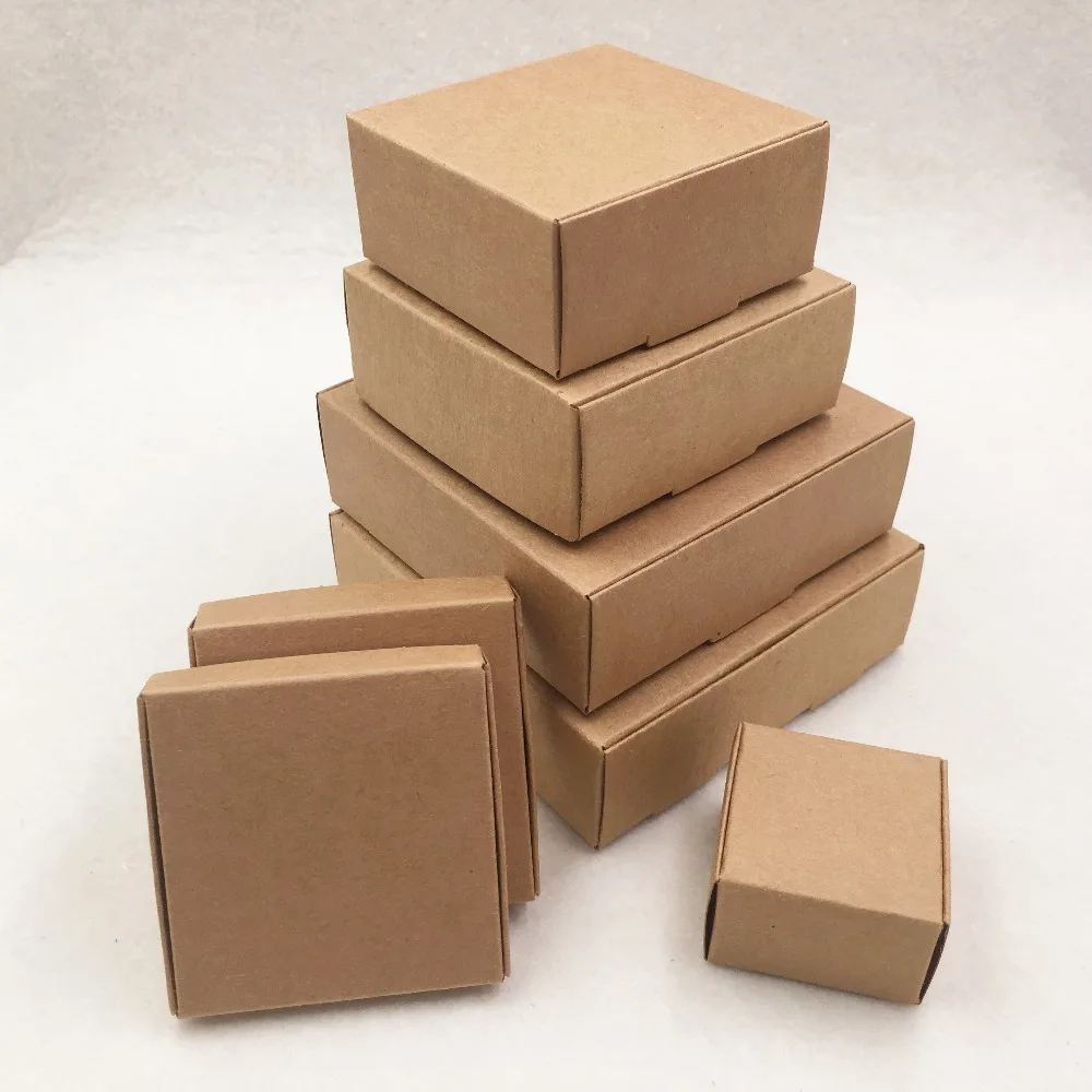 

50Pcs/Lot Brown Blank Paper Ideal Box Series Container For New Year Christmas Father`s Day Gift Decoration Sock Soap Storage Box
