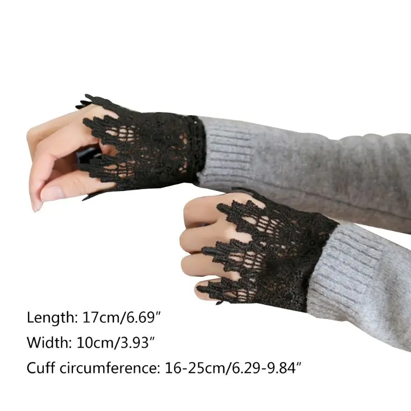 Buy Decorated Cuff Women Sweater Ruffles Fake Sleeves Hollow Crochet Lace Arm Warmer LX9E