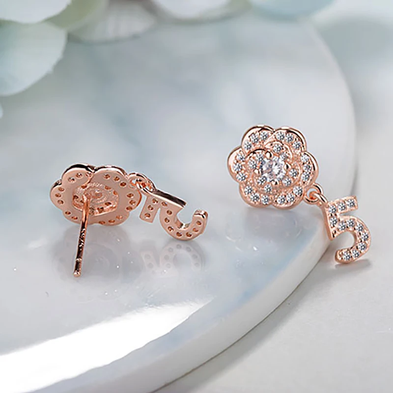 Полностью хрустальные серьги подвески в виде букв камелии 5 для женщин маленькие