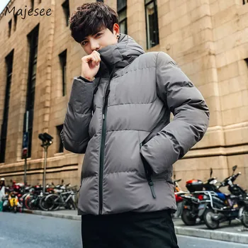 

Parka Men Winter Clothes Plus Size Cold-proof Solid Color Black All Match Mens Parkas Warm with Hood Thicker Males Fashionable