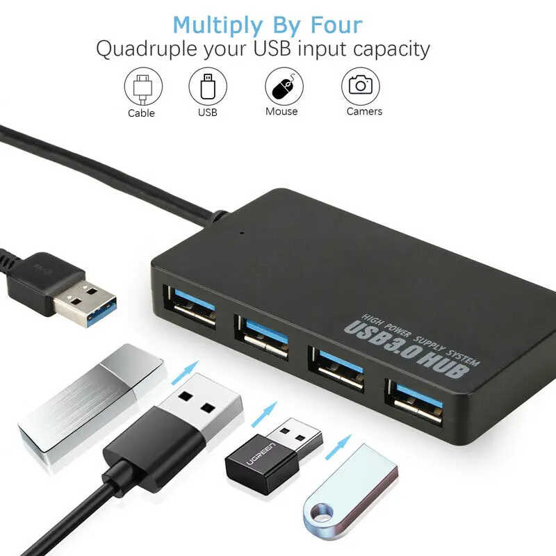

Ultra Slim USB 3.0 4 Port Multi Data Hub Expansion Splitter High Speed 5 Gbps USB Adapter For MacBook PS3 Xbox PC Laptop Desktop