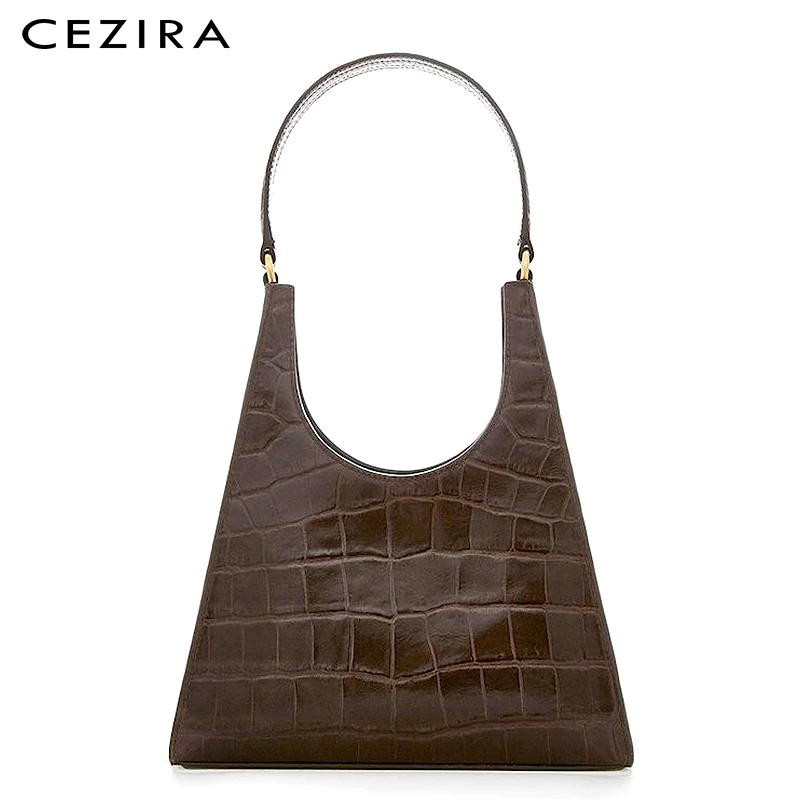 

CEZIRA Fashion Vegan Leather Crocodile Pattern Handbag Women Luxury PU Shoulder Bag Ladies Animal Print Design Tote Female Hobos