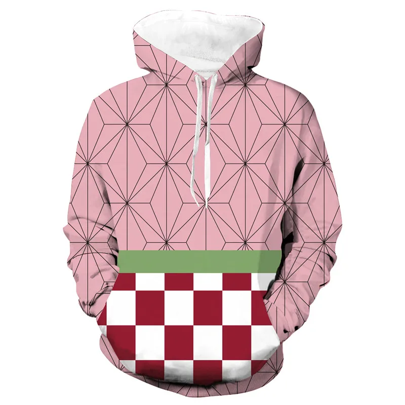 No zipper hoodies Demon Slayer: Kimetsu no Yaiba толстовки Kamado Nezuko Косплей Костюм Kochou Shinobu Толстовка Куртки мужские топы на Хэллоуин - Цвет: No zipper hoodies