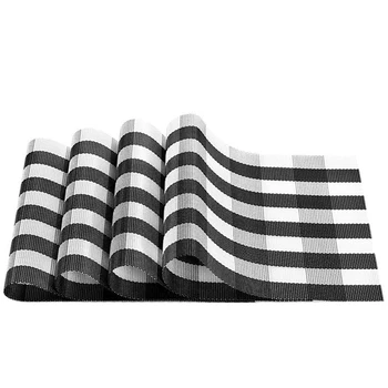 

4 Pack Placemats, PVC Woven Vinyl Buffalo Check Table Mats Washable Non-Slip Heat Resistant