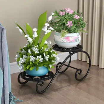 

Wrought Iron Multilayer Shelf Floor Type Multifunctional Indoor Ground Flowerpot Wearing European Household Balcony Flower Shelf