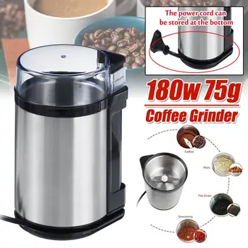 

180W Stainless Steel Blade Electric Coffee Bean Grinder 75g For Home Kitchen Office Stainless Steel 220V Home Use Coffee Maker